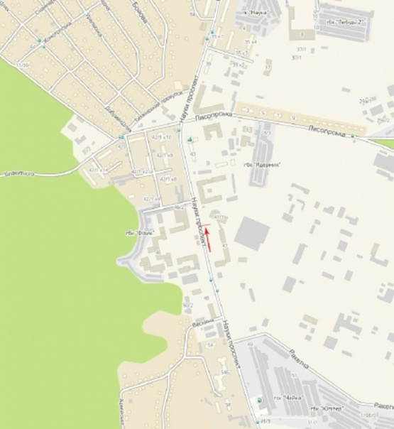 Схема рекламної площини за адресою Науки пр-т 47, возле ул.П.Грабовского, в центр