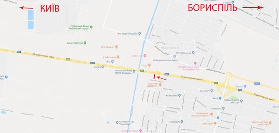 Схема рекламной плоскости по адресу Бориспольская трасса км 29+550 в Киев