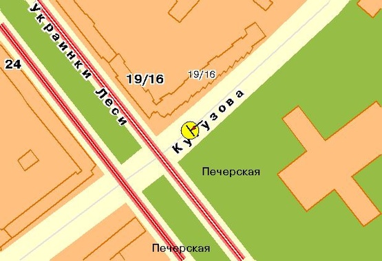 Схема рекламной плоскости по адресу Кутузова ул., на разделителе Схема рекламной плоскости по адресу Кутузова ул., на разделителе