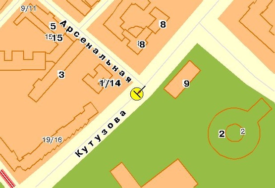 Схема рекламной плоскости по адресу Кутузова ул., на разделителе