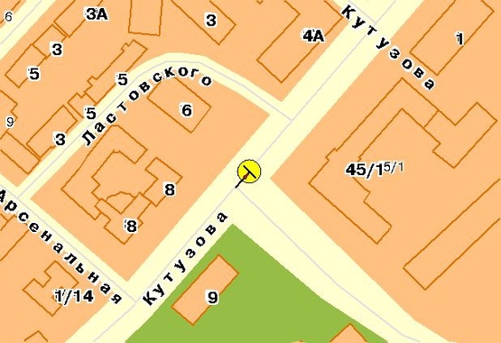 Схема рекламної площини за адресою Кутузова ул., на разделителе