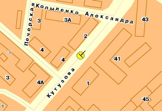 Схема рекламной плоскости по адресу Кутузова ул., на разделителе