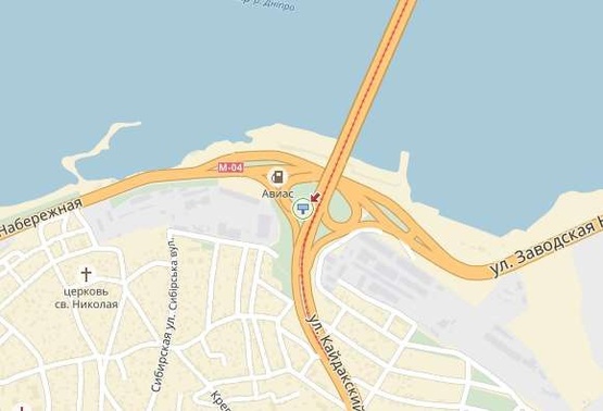 Схема рекламной плоскости по адресу Кайдакский мост, съезд на Правый берег, в центр