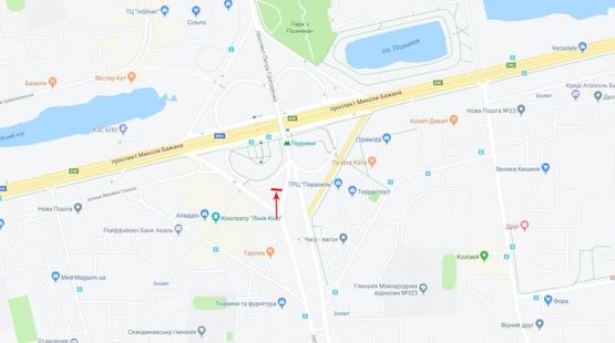 Схема рекламної площини за адресою Григоренка Петра пр-т, развязка на Бажана, со стороны ТЦ МЕТРО