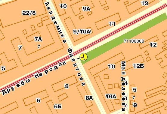 Схема рекламної площини за адресою Дружбы Народов б-р 4/6, напротив гостиницы "Дружба", левая, в центр