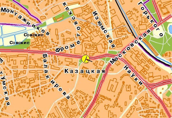 Схема рекламной плоскости по адресу Краснозвездный пр-т 190, с Московской пл., из центра