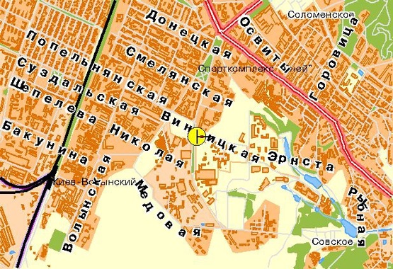 Схема рекламной плоскости по адресу Народного Ополчения ул., возле ул.Эрнста, к Севастопольской пл., в центр