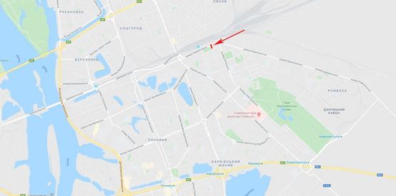 Схема рекламної площини за адресою Привокзальная ул., возле Дарницкого вокзала, к Харьковскому шоссе, в центр