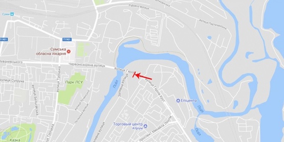 Схема рекламной плоскости по адресу Героев Крут ул., съезд с моста