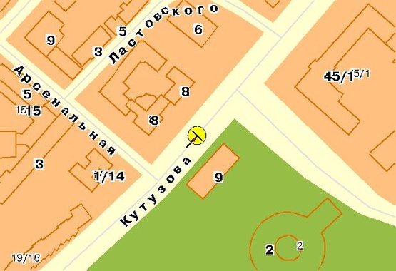 Схема рекламної площини за адресою Кутузова ул., на разделителе Схема рекламної площини за адресою Кутузова ул., на разделителе