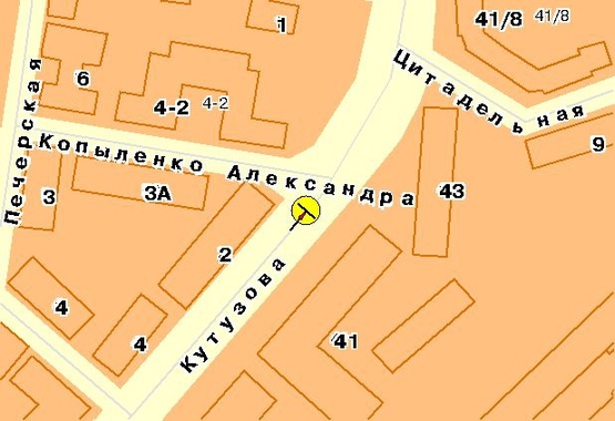 Схема рекламної площини за адресою Кутузова ул., на разделителе Схема рекламної площини за адресою Кутузова ул., на разделителе