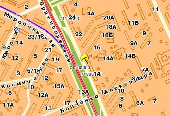 Схема рекламной плоскости по адресу Братиславская ул. 16, от Броварского пр-та