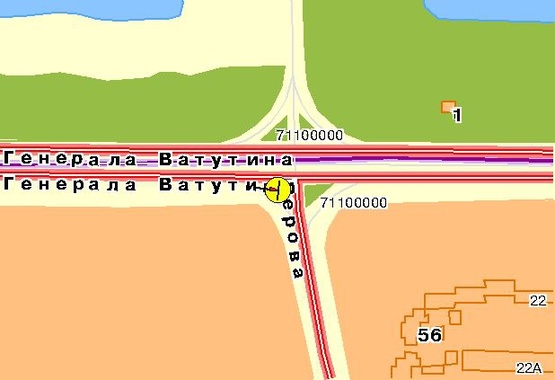 Схема рекламної площини за адресою Ватутина пр-т, поворот на б-р Перова, из центра, левая