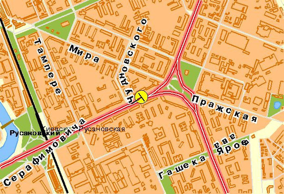 Схема рекламної площини за адресою Воссоединения пр-т 6, 1-й от Ленинградской пл., из центра