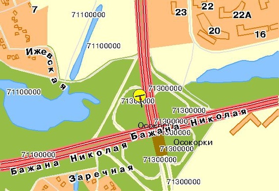 Схема рекламной плоскости по адресу Днепровская набережная, возле ст.м.Осокорки, сьезд с Днепровской наб.