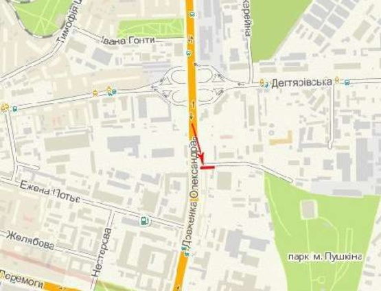 Схема рекламної площини за адресою Довженка ул. 12, от ст.м.Шулявка, в центр Схема рекламної площини за адресою Довженка ул. 12, от ст.м.Шулявка, в центр