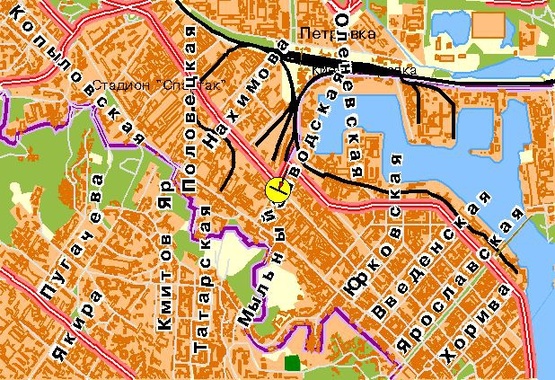 Схема рекламной плоскости по адресу Межигорская ул., пересечение с ул. Новоконстантиновская, из центра