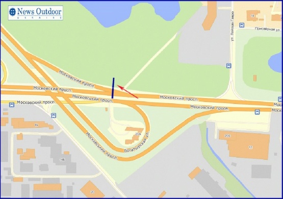 Схема рекламной плоскости по адресу Московский пр-т,к Вышгороду, к м. Оболонь (правый)
