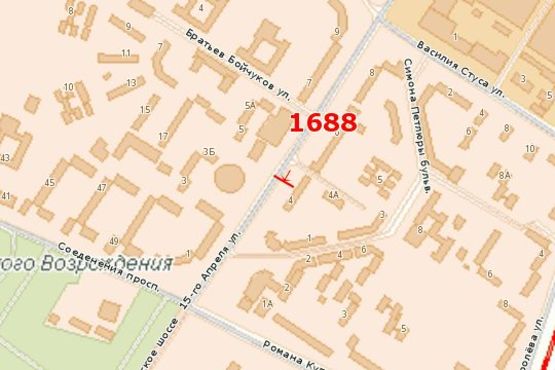 Схема рекламної площини за адресою 15-го Квітня вул., 4