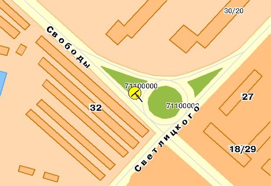 Схема рекламной плоскости по адресу Свободы пр-т, возле ул.Светлицкого, на разделителе, от пр-та Правды, из центра