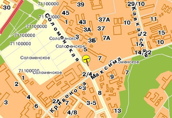 Схема рекламної площини за адресою Соломенская ул. 7, возле ул.М.Кривоноса, в сторону Соломенской пл., в центр