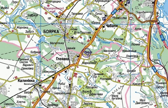 Схема рекламной плоскости по адресу Выезд из Киева, в сторону Одессы, к н.п.Глеваха, к котедж.городку Садок Вышневый