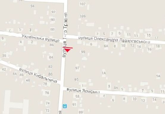 Схема рекламной плоскости по адресу 1 Мая ул., 99, из центра Схема рекламной плоскости по адресу 1 Мая ул., 99, из центра