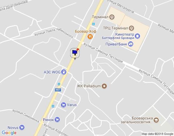 Схема рекламної площини за адресою м.Бровари, вул.Київська, Лісництво (напроти АЗК WOG)