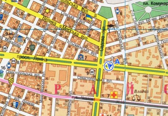 Схема рекламной плоскости по адресу Центральный пр. - Садовая ул.