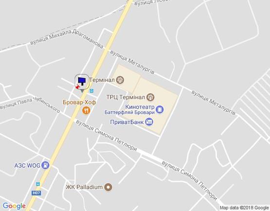Схема рекламной плоскости по адресу м.Бровари, вул.Київська, напроти ТРК Термінал