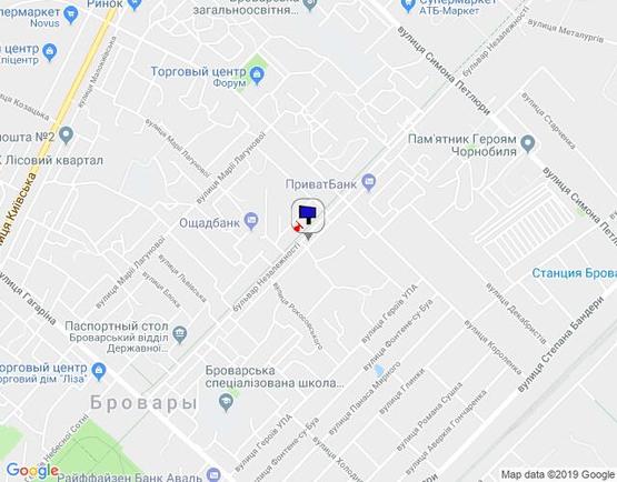 Схема рекламної площини за адресою м.Бровари, бул. Незалежності, 10, вул.Чернігівська