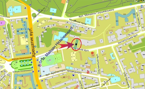 Схема рекламной плоскости по адресу Ул.Институтская (В)/ст М Крещатик - Ситилайт