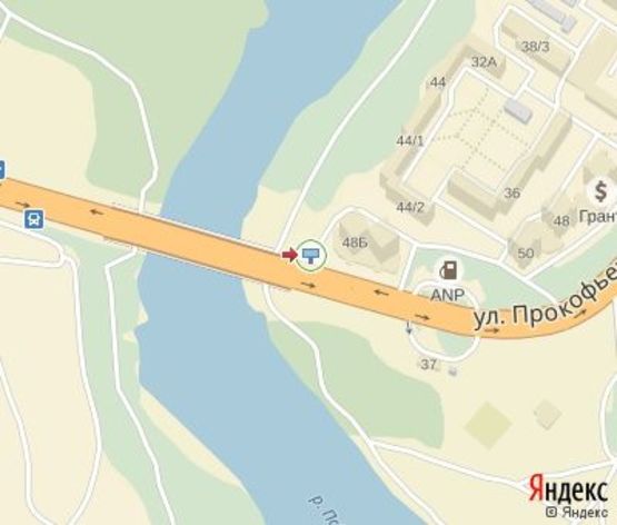 Схема рекламной плоскости по адресу Прокофьева ул., 48а - 20 лет Победы ул.(100 м. до от АЗС "ANP" и АЗС"Аміс")