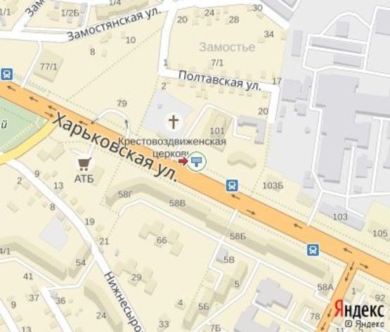 Схема рекламной плоскости по адресу Харьковская ул., 101 (100 м. от АЗС "ОККО")