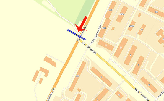 Схема рекламной плоскости по адресу Бровары Киевская / Чорновола(А) - на Киев/СІЛЬПО