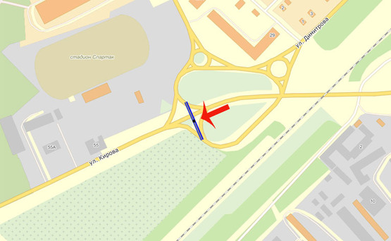 Схема рекламної площини за адресою Бровары Гагарина/Кирова/Кутузова (В) - на Киев