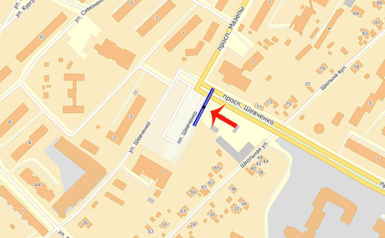 Схема рекламної площини за адресою Вышгород пр-т Шевченко/ул.Школьная -парк Центральный (В)