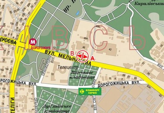 Схема рекламной плоскости по адресу Мельникова ул., 48