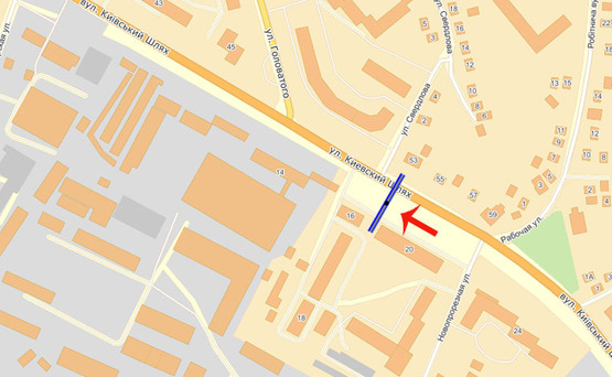 Схема рекламной плоскости по адресу Борисполь Киевский шлях/пов.на ж.д.вокзал (В) на Киев