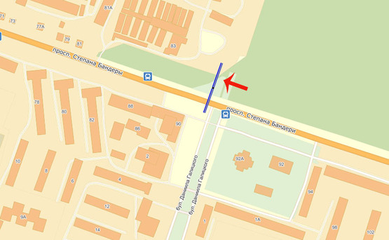 Схема рекламной плоскости по адресу ул.Степана Бандеры (А) -правый