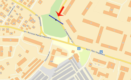 Схема рекламної площини за адресою ул.Сливенская, 15 (А)