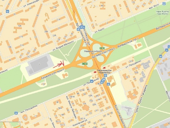 Схема рекламної площини за адресою Броварской пр-т 100 м от съезда с ул. Братиславская (напротив АЗС)