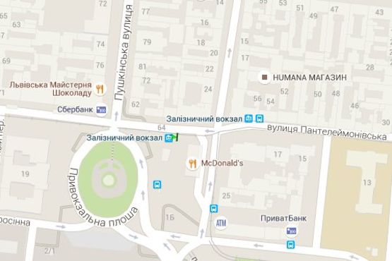 Схема рекламної площини за адресою Пантелеймонівська вул., (З/Д вокзал)