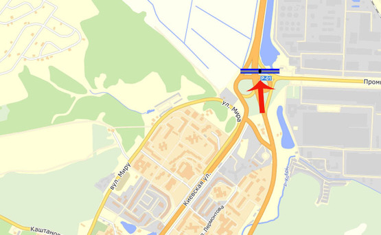 Схема рекламной плоскости по адресу Обухов/бумажный комбинат (А) на Киев Схема рекламной плоскости по адресу Обухов/бумажный комбинат (А) на Киев