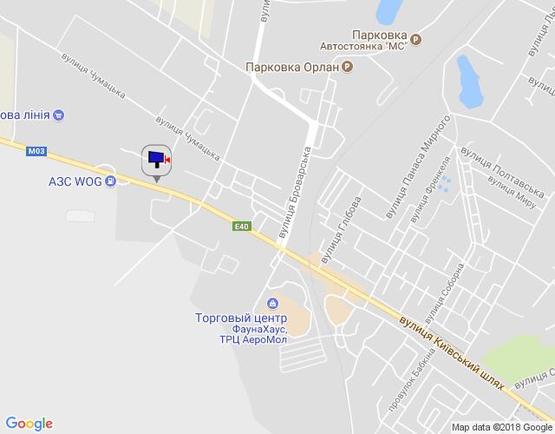 Схема рекламної площини за адресою м. Бориспіль, траса М 03, км 34+900 ліво, вул. Київський шлях, 1, перед АЗС WOG , в напрямку Нової Лінії