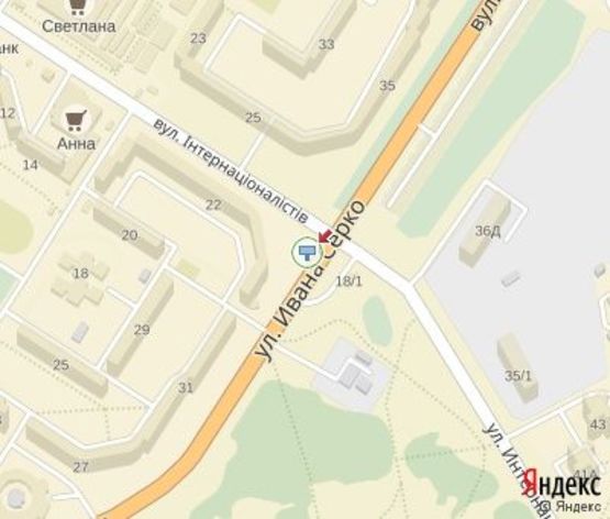 Схема рекламної площини за адресою Сирко ул. - Интернационалистов ул (напротив АЗС "БРСМ Нафта", движение к ТРЦ "Lavina")