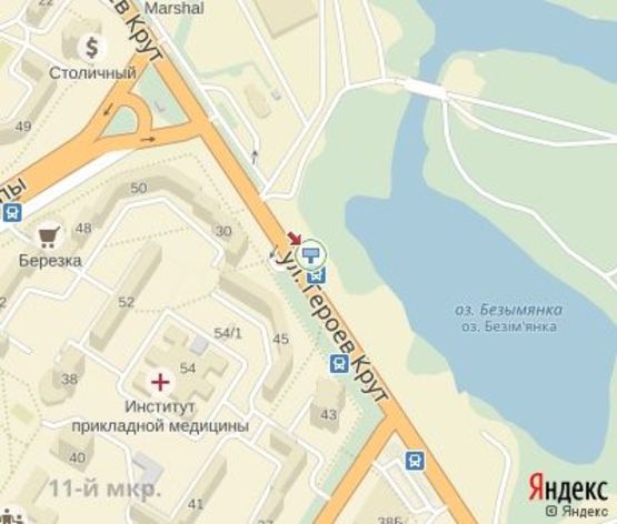 Схема рекламной плоскости по адресу Героев Крут ул., 30 (напротив)