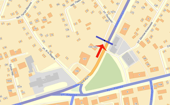 Схема рекламной плоскости по адресу Бровары ул.Киевская,161(В2) из Киева/призма/УкрСиб банк