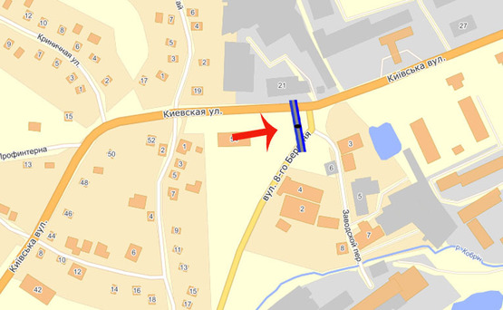 Схема рекламної площини за адресою Обухов ул.Киевская 56/ул.8 Марта (А)