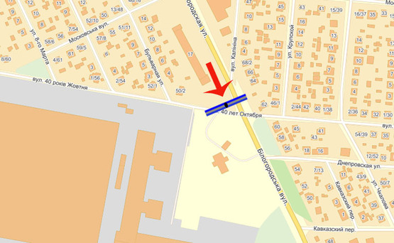 Схема рекламной плоскости по адресу Боярка ул.Белогородская/ул.Молодежная -Киевоблгаз (А)